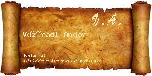 Váradi Andor névjegykártya