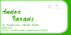 andor varadi business card